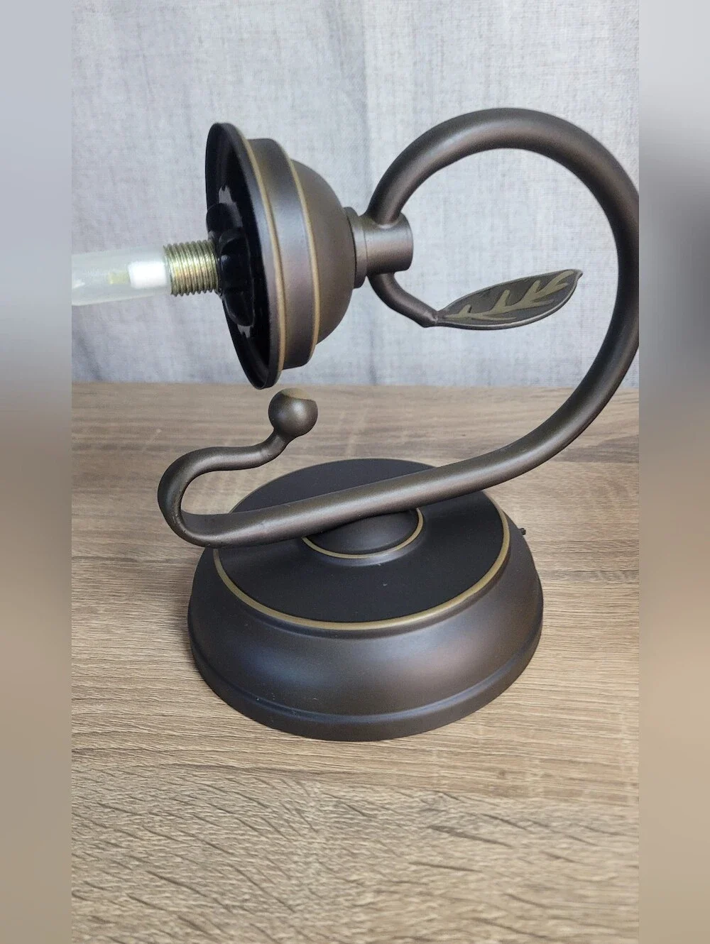 Battery Operated Glass Wall Sconce with Bronze Leaf Accent Candle Impressions